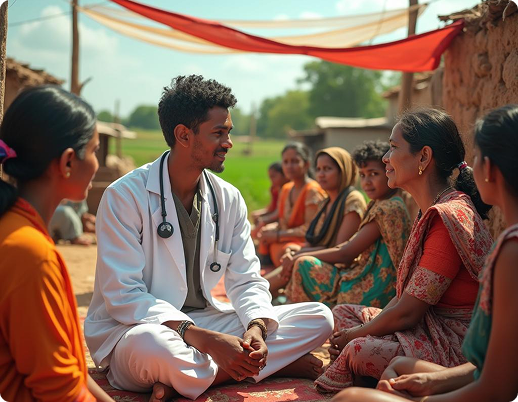 Doctor with patients