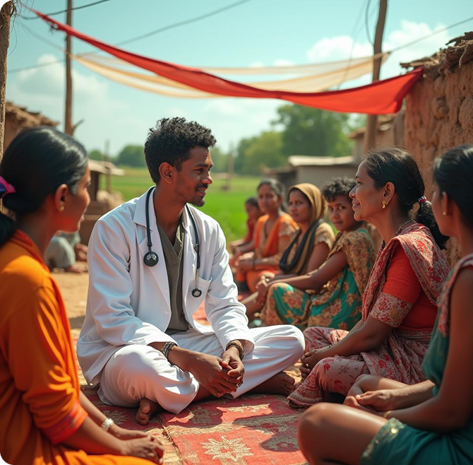 Doctor with patients